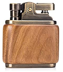 PENNY73 Vintage Cherosene Accendino Olio Benzina Legno Accendino Mole in Ottone Nucleo Accendisigari Gadget Benzina Fuoco,Brown
