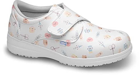 FELIZ CAMINAR x Mr. Wonderful- Zapatos Estampados Sanitarios Wonderful Steps/Antideslizantes y cómodos para Mujer/Clínicas, Veterinarios, Hospital, Geriatricos/Bolsa DE Fieltro DE Regalo (36)