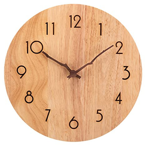 VIVILINEN Reloj de Pared de Madera de 30 cm, Silencioso, Sin Marco, para Oficina, Dormitorio, Sala de Estar