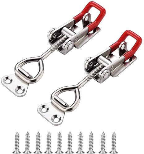 IMAGINE 2 Pack 4003 Adjustable Toggle Latch Clamp Smoker Latch Clamps 1322Lbs 600Kg Holding Capacity Heavy Duty Large Toggle Latches, Pull Toggle Clamp Latch with 10 Screws for Smoker, Toolbox Case.