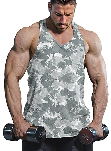Lehmanlin Men's Stringer Tank Top Y Back Muscle Bodybuilding Gym Shirts
