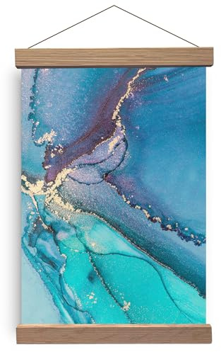 Poster Frame Frames, Magnetic Light Wood Oak Wooden Poster Hangers Hanger Hanging Kit for Canvas Artwork Art Print (Oak, A4, Hangers 1 Pack)