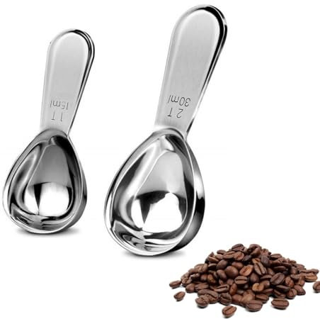Hpamba 2 Cucchiai Da 15&30 Ml Cucchiaio Dosatore Per Caffè In Acciaio Inossidabile Cucchiaio Dosatore In Acciaio Inossidabile Resistente Per Caffè In Polvere Per Caffè Tè Latte Dessert Cucchiaini