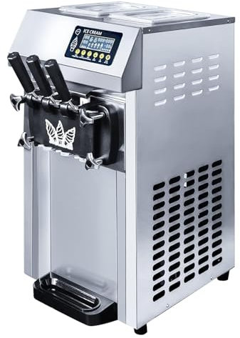 Macchina Per Gelato Commerciale, Macchina Per Gelato Soft Elettrica Da 1250 W, Macchina Per Gelato A 3 Gusti, Resa 16-18 L/H, Macchina Per Servizio Soft Con Pannello Lcd Allarme Carenza Sbuffo, Per R