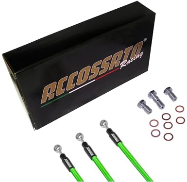 ACCOSSATO Kit Completo Tubi Freno Verdi Moto Kawasaki - Z1000 (2010-2013), Layout F, Numero Tubi: 3