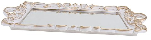 Yardenfun 1 Vassoio Portaoggetti Decorativo Vintage Con Piastra A Specchio Per Gioielli E Profumi