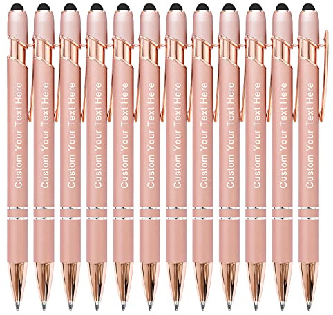 KOLOWKO Stylo Bille et Stylet 2 en 1 Personnalisable - Gravure Texte/Nom/Message - Commande en Gros 1000 Pcs pour Entreprises, Remise Diplôme & Cadeaux Anniversaire