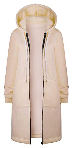AMDOLE Sudadera con capucha para mujer, chaqueta larga de forro polar con cremallera completa, abrigos de moda para otoño e invierno, sudaderas de gran tamaño, con forro de piel sintética, ropa de