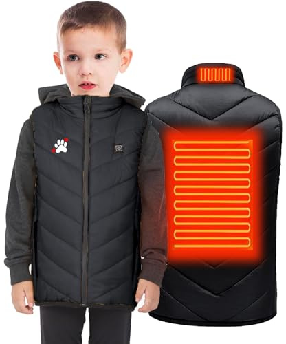 ZEZKT Chaleco calefactable Chaqueta Calentada Niños Niñas Calentador Abrigo Térmico Eléctrico USB con 2 Zonas Chaqueta de Plumas Calefactable (Batería no incluida) Niños Chaqueta Calefactable