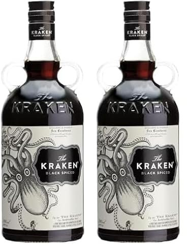 The Kraken Black Spiced - Ron Premium Kraken - 40% Vol. 0.7L - Ron Especiado (Paquete de 2)