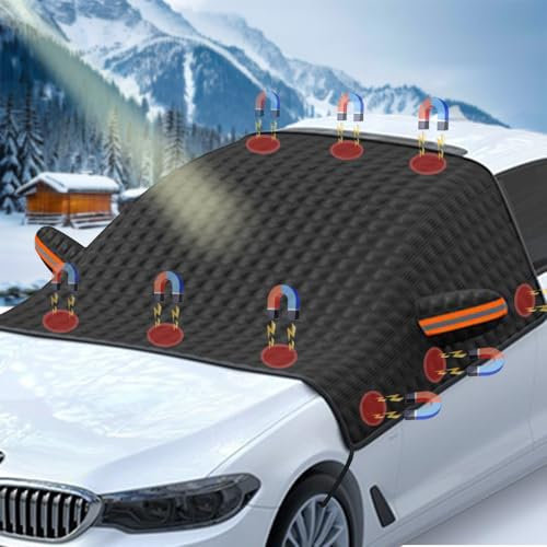 Anyingkai Frontscheibenabdeckung Winter,Windschutzscheibenabdeckung Eingebaut Magnet,Scheibenabdeckung Auto Winter,Frontscheibenabdeckung Verdicken Faltbar,Für Die Gegen,Schnee,EIS,Frost,Staub,Sonne