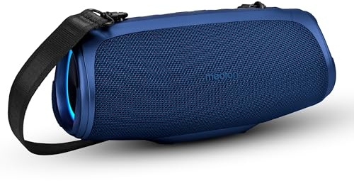 MEDION P61746 tragbarer Bluetooth Lautsprecher (Akku, Bass Boost, Musikbox, RGB Lichteffekte, IPX7 Wasserschutz & robust, integrierte Powerbank, 2X 15 W RMS) Blau