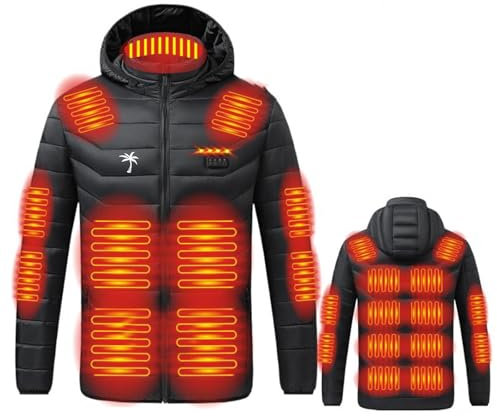 Battnot Beheizbare Jacke Damen mit kapuze,Warme Pufferjacke Damen mit akku,Winterjacke Beheizbare Jacke Herren Beheizte Jacke Winter Warme Wasserdicht Winddicht Heizjacke 3 Temperaturstufen