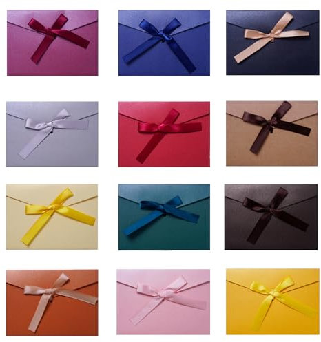Briefumschläge Bunt Kraftpapier Umschläge 12 Stück Bunte Umschläge mit Bändern Geschenkkarten Perlglanzpapier für Party Geburtstag Hochzeit Thanksgiving（17.5 x 12.4 cm）