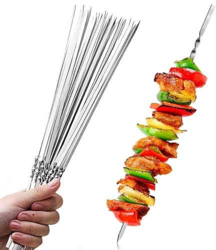 WUMZIRA 20 Pcs Brochettes pour Barbecue, 30 cm Brochettes de Barbecue, Brochettes en Acier Inoxydable BBQ Brochettes Brochette Réutilisables pour Barbecue Viande légumes brochette barbecue