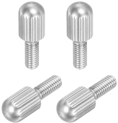 QUARKZMAN tornillos moleteados pequeños M4 x 10 mm rosca macho (plateados). | de cabeza plana, acero inoxidable 304, sujetadores para iluminación hogar, tornillos moleteados
