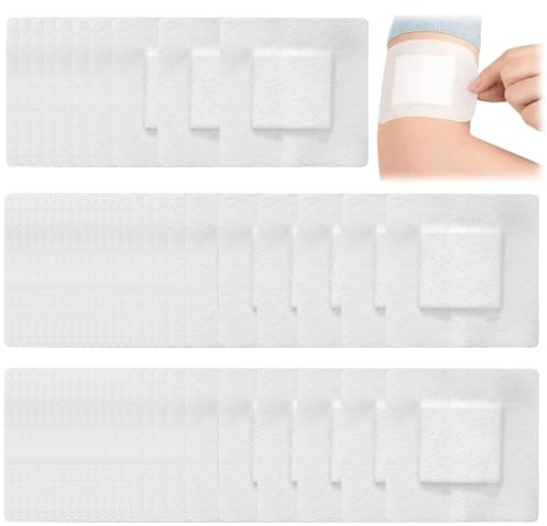 60 Pezzi Cerotti Grandi per Medicazione 10x10cm Con Cotone 5x5cm, Cerotti Post Operatori Realizzato in Tessuto Non Tessuto, Morbido E Traspirante, Per Tagli E Graffi
