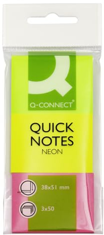 Q-Connect KF01224 Haftnotizen Haftnotizblock 40x50mm Neon