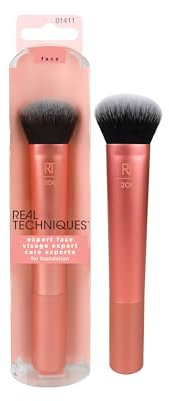 Real Techniques Expert Gesichts-Make-up-Pinsel, für flüssige und cremige Foundation, Rouge und Bronzer, aufbaubare Abdeckung für Basis-Make-up, synthetische Borsten, vegan, 1 Stück