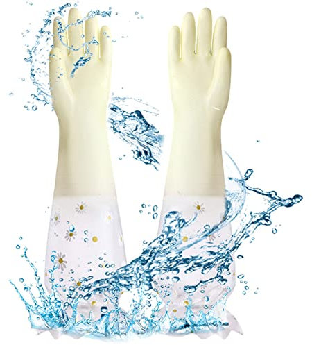 Facynde Haushaltshandschuhe, PVC-Spülhandschuhe mit Langen Ärmeln, Wiederverwendbare Haushaltshandschuhe ohne Latex, passen Sich Ihren Händen gut an, großartige Küchengeräte