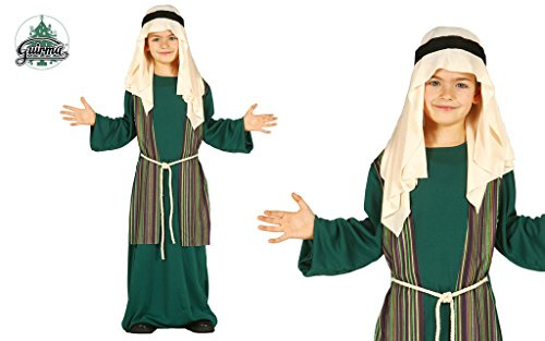 GUIRMA | Costume di San Giuseppe Pastore Bambini (7-9 anni) - Gilet, Cintura, Copricapo e Tunica - Costumi di Natale e Capodanno per Feste Infantili e Celebrazioni - Ideale per Bambini - Verde