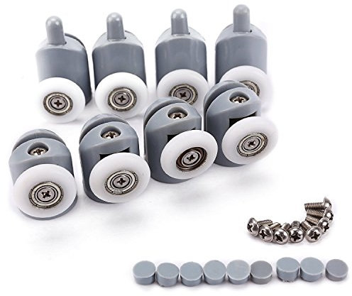 8x Galet ajustables Dual Rouleau Roulette Roue Porte Douche Salle de Bain 23mm