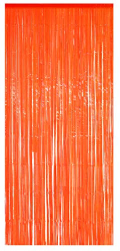 Foxxeo Selbstklebender Lametta Vorhang in orange Größe 91 x 244 cm Perfekt als Party Deko Fenstervorhang Foto Hintergrund Glitzer Vorhänge Farbe Orange