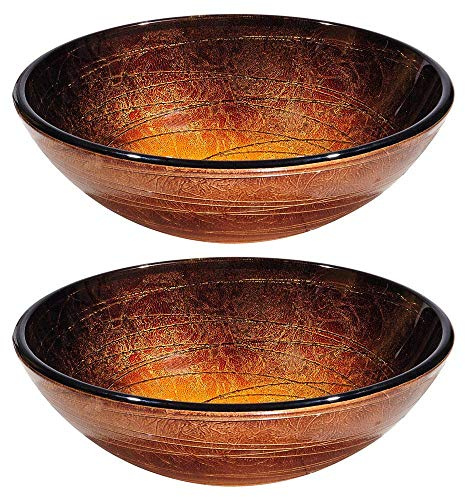 Aquaterior 2 Pack Round Tempered Glass Above Counter Vessel Bowl Vanity Sink Bathroom Kitchen Modern Wash Basin