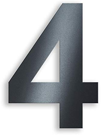 Metzler Hausnummer aus massivem Stahl in Anthrazit - RAL 7016 Anthrazitgrau Feinstruktur Pulverbeschichtet - Schrift Arial - Höhe 14 cm - Ziffer 4