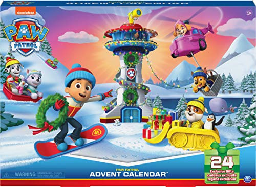 Paw Patrol, Calendario dell'Avvento 2021 con 24 Personaggi e Accessori esclusivi, Giocattoli per Bambini dai 3 Anni in su