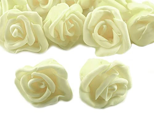 10 Deko-Rose Rosenblüte Rosenkopf 4,5 cm Foamrosen Schaumrosen, Farbwahl, Farbe:vanille