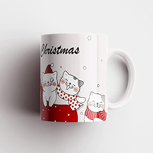 Fitwish Tazza Mug Natalizia Merry Christmas Gattini Idea Regalo Speciale per Natale (E)