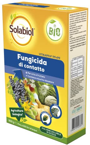 Solabiol Vitikappa Fungicida Biologico a base di Bicarbonato di Potassio, Cura e Previene Oidio (Mal Bianco) e Ticchiolatura, 500g