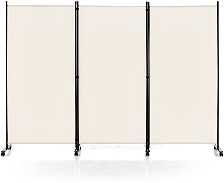 Multigot 1/3/4/6 Panel Room Divider, Folding Wall Privacy Screen Protector, Movable Partition Privacy Separator for Living Room Bedroom Office (White, 3 Panels: 260 x 30 x 180cm)