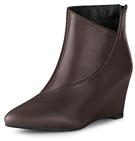 Allegra K Bottes à Talon compensé Bout Pointu pour Femmes Café 39