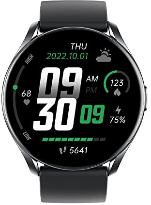 Smartwatch Herren Damen IP68 Wasserdicht Fitnessuhr Sportuhr Bluetooth-Anrufe mit Voll-Touchscreen und Herzfrequenz-Schlafmonitor 7 Tage Lange Akkulaufzeit 100 Sportmodi für IOS Android Schwarz