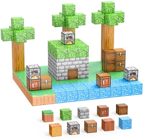 JauniQ Magnetische Bausteine Blöcke Sensorik Magnetische Spielzeug Geburtstag Weihnachten Geschenke für Jungen Mädchen Alter 3 4 5 6 7 8 EIN Ostergeschenk