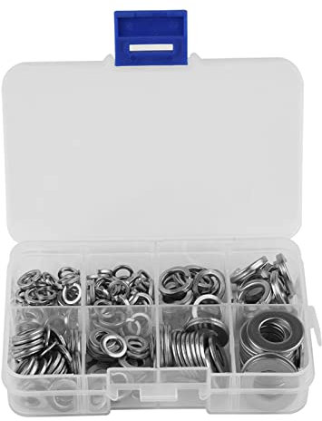 200 Pièces Rondelles Plates et à Ressort Acier Inoxydable Kit Assortiment M5 M6 M8 M10 pour Fixation Assemblage