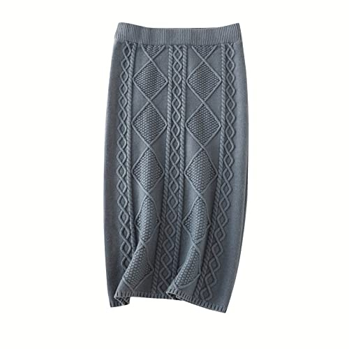 TDEOK Gonna a Maglia Donna Inverno - Gonna a Matita Lunga in Maglia con Motivo Intrecciato Gonna a Maglia Vintage, Gonna a Maglia Boho per l'Inverno, Gonna Elasticizzata, Gonne a Vita Alta Nero