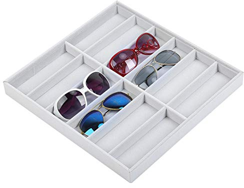 Ejoyous Étui à Lunettes, 12 Grilles, Boîte de Présentation de Lunettes, Boîte de Rangement de Lunettes, Organisateur de Lunettes de, Conteneur D'affichage de Bijoux, Plateau