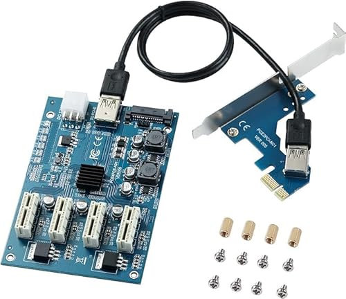 YABOANG Scheda multi-interfaccia PCI-E 1X a 4 slot,Minatore ASIC/Minatore Bitcoin USB/PCIe/PCI Riser/Impianti di mining su GPU,adatta per l'estrazione di BTC