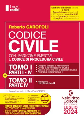 Concorso Magistratura. Codice civile con leggi complementari e codice di procedura civile. Luglio 2024