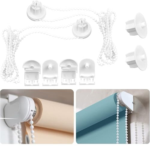 BRITECO 2 Sets Roller Blind Fittings Kit - Complete Spare Parts with Chain, Easy Installation for Home & Office, Durable Accessories