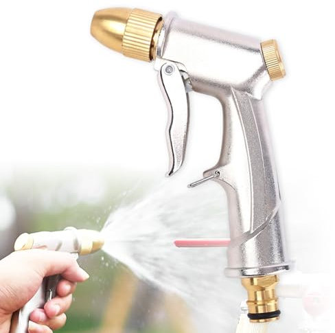 LURNODY Pistola Manguera Jardin,Pistola de Manguera JardíN de AleacióN de Zinc,Pistola de PulverizacióN de Metal para Lavado de Coches Y Mascotas,Riego de Plantas