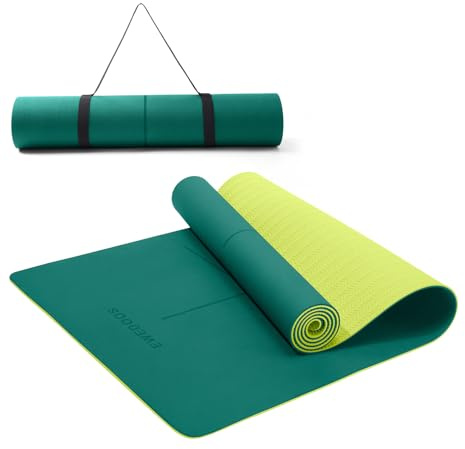 Ewedoos Eco Friendly Yoga Mat with Alignment Marks TPE Non Slip Hot Yoga Mat Thick 1/4'' Anti-Tear Surfaces Exercise Mat for Home Workout Fitness Pilates