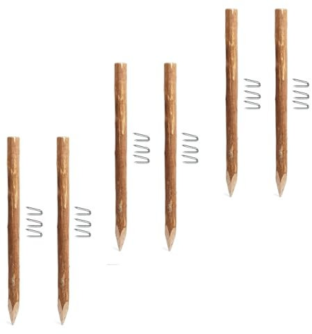 BOGATECO 6x Pali di Recinzione Nocciola |90 cm di Altezza | pali per recinzioni | palo in legno appuntito | set da 6 pezzi | Recinzione giardino esterno | diametro 6-8cm