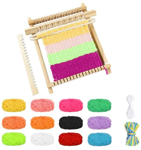 VQBKHO Kids Weaving Set, Wooden Frame DIY Wooden Frame Set for Children Wooden Weaving Frame for Weaving School Weaving