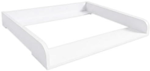 ComfortCove Skötbordstillsats, Rundade Sidor, Stor Yta 80 x 70 cm, Vit | Skötbordstopp för Byrå Justerbar Utdragbar 34–50 cm för Olika Byråer, Skötbordsinsats Baby, Skötbordspåbyggnad
