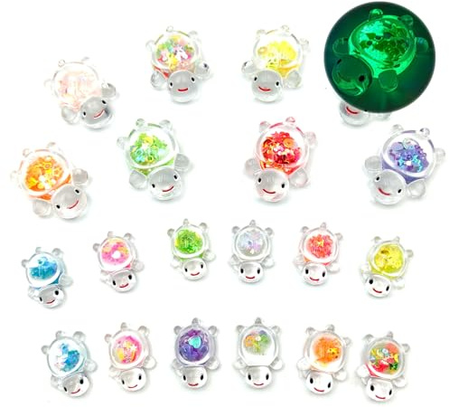 KASESSS 20 Pezzi Piccoli Tartaruga, Miniature, Mini Tartaruga in Resina Set, Miniatures Resina Figure, Colori Multipli Luminous Resin, Decorazioni per Giardino Ornamento Paesaggio Decorazione DIY
