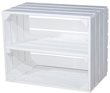 Vit fruktlåda – trälåda för sko- och bokhylla med mellanskiva (längder) x 50 x 40 x 30 cm x